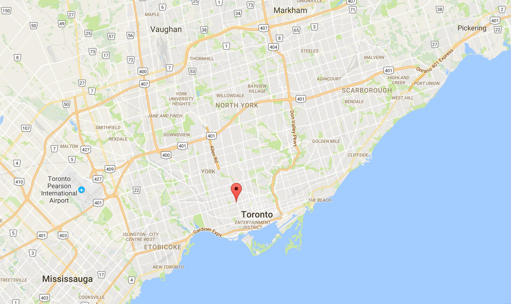 toronto kartta Mirvish Kylän alueella Toronto kartta   Kartta Mirvish Kylän  toronto kartta