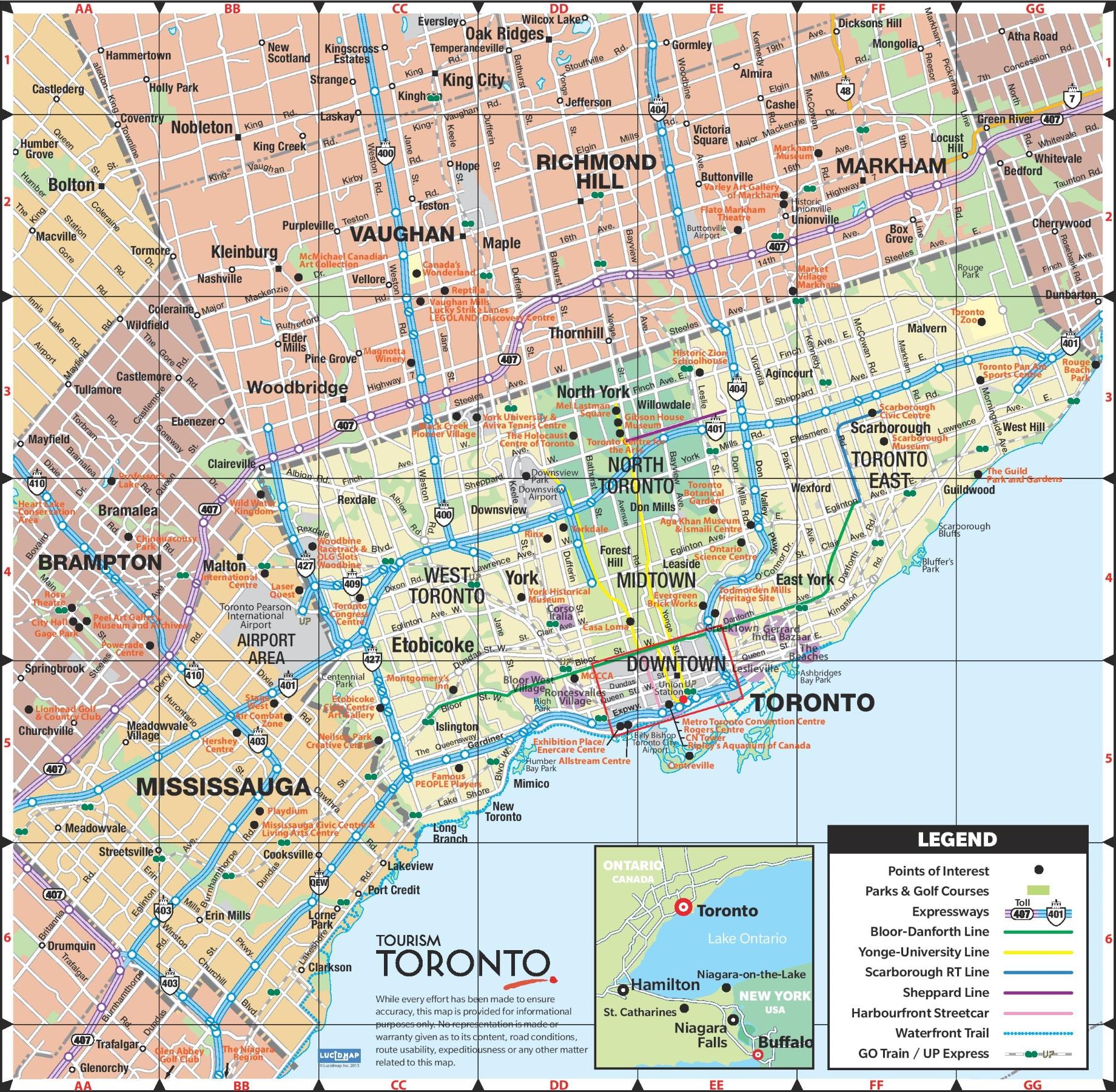 Pikateillä Toronto kartta - Kartta Pikateillä Toronto (Kanada)