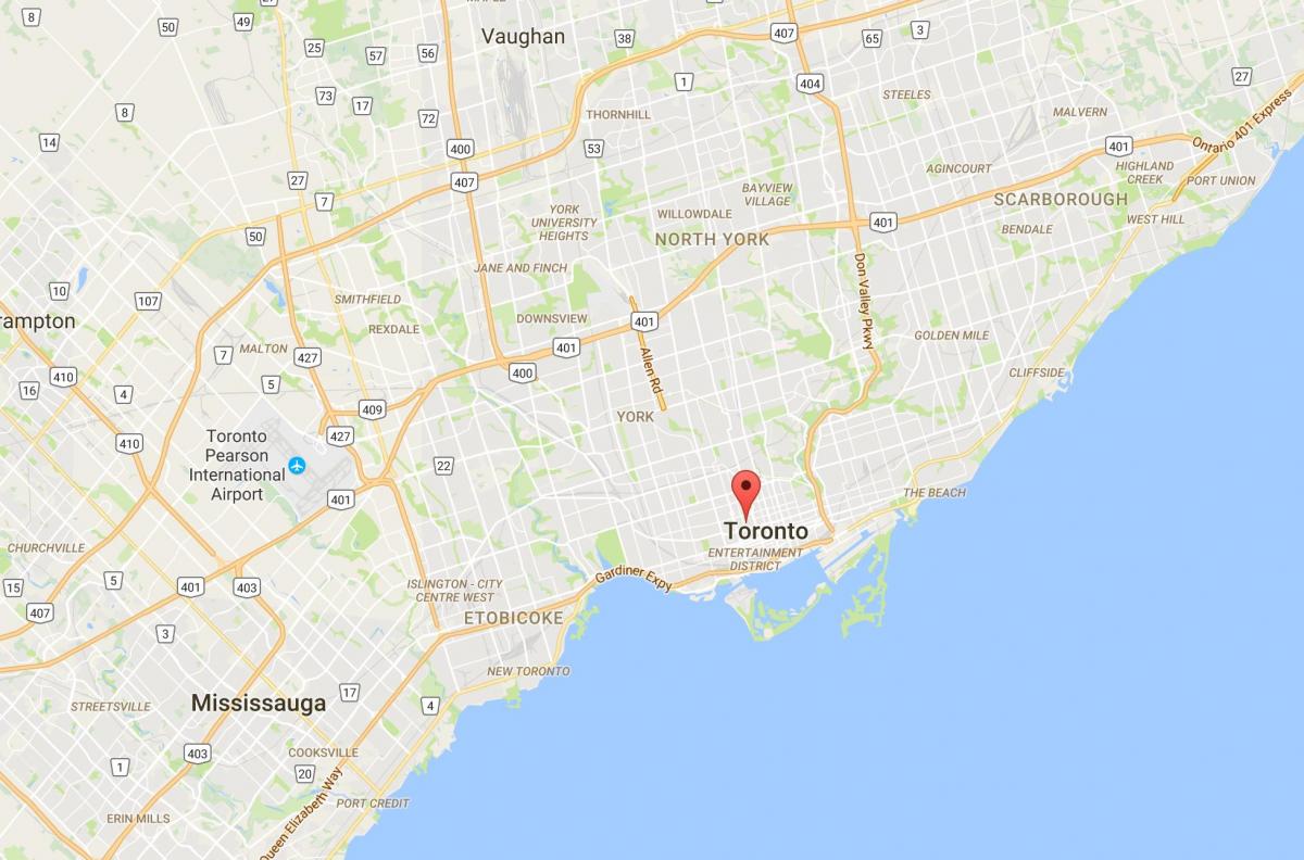 Kartta Baldwin Kylän alueella Toronto