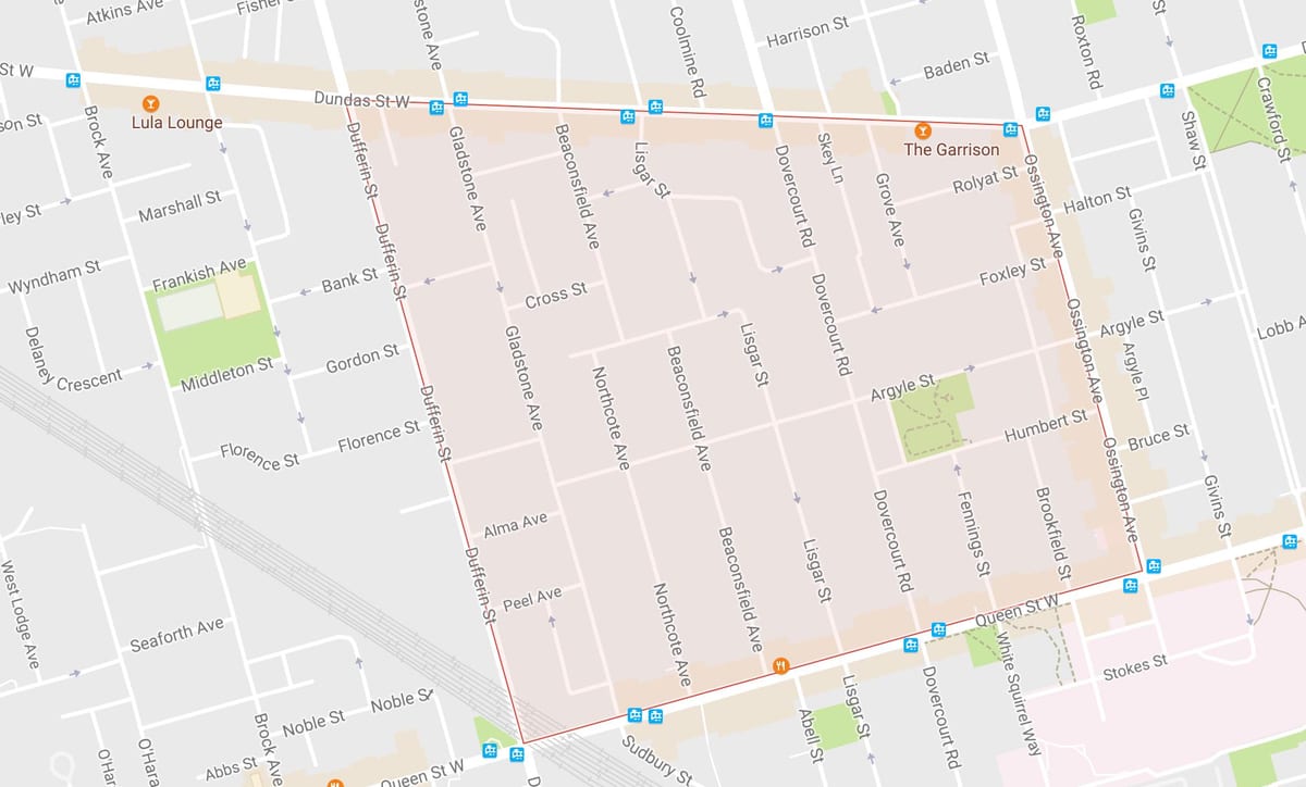 Kartta Beaconsfield Kylä naapurustossa Toronto