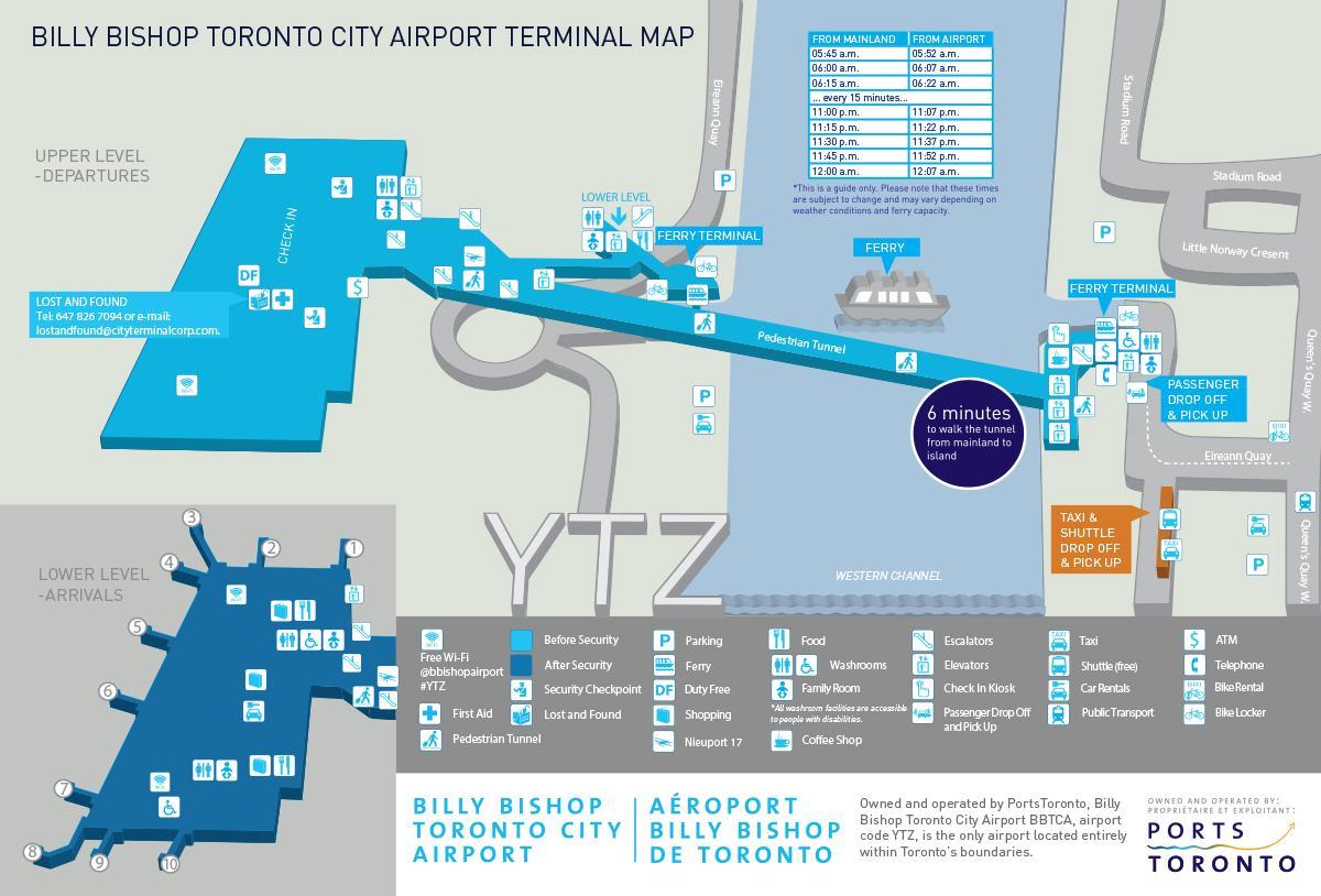 Kartta Billy Bishop Toronto city lentokenttä
