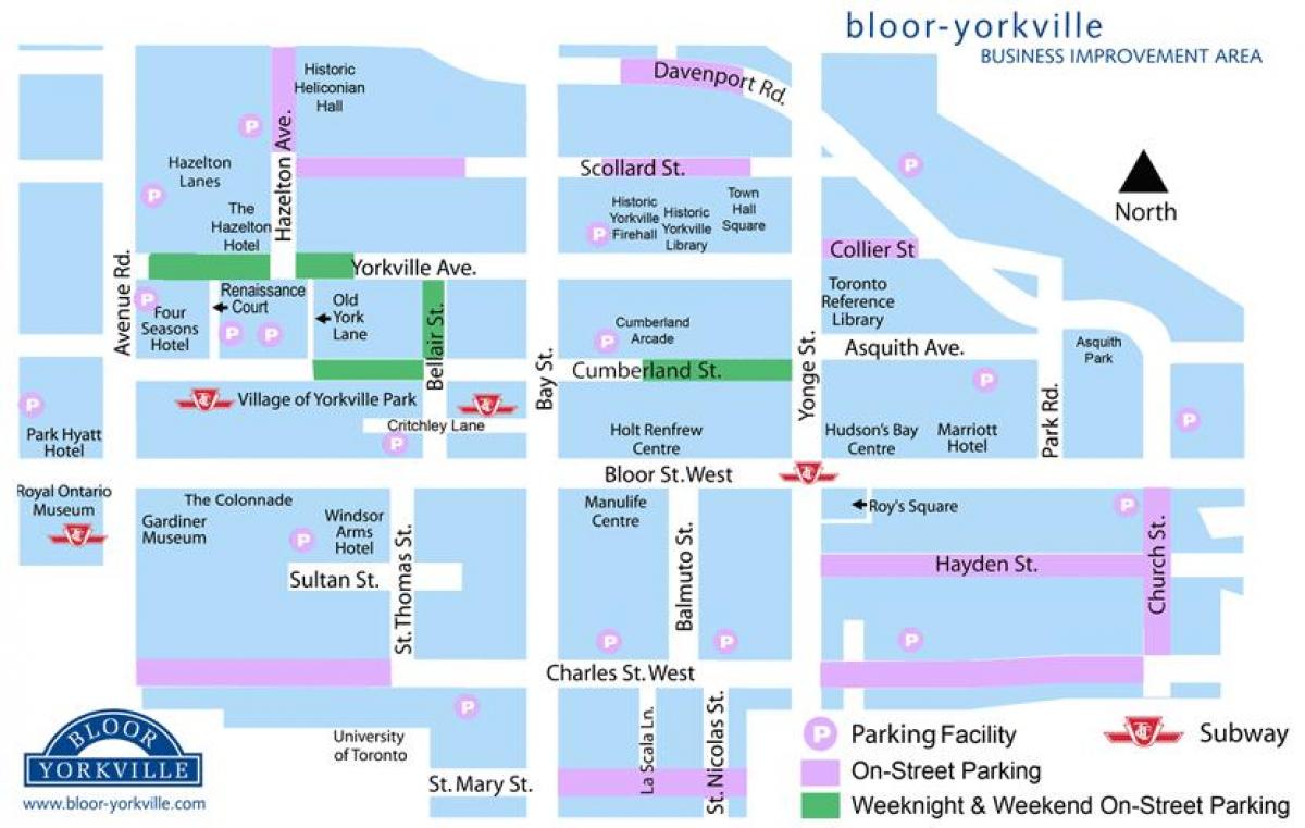 Kartta Bloor Yorkville pysäköinti