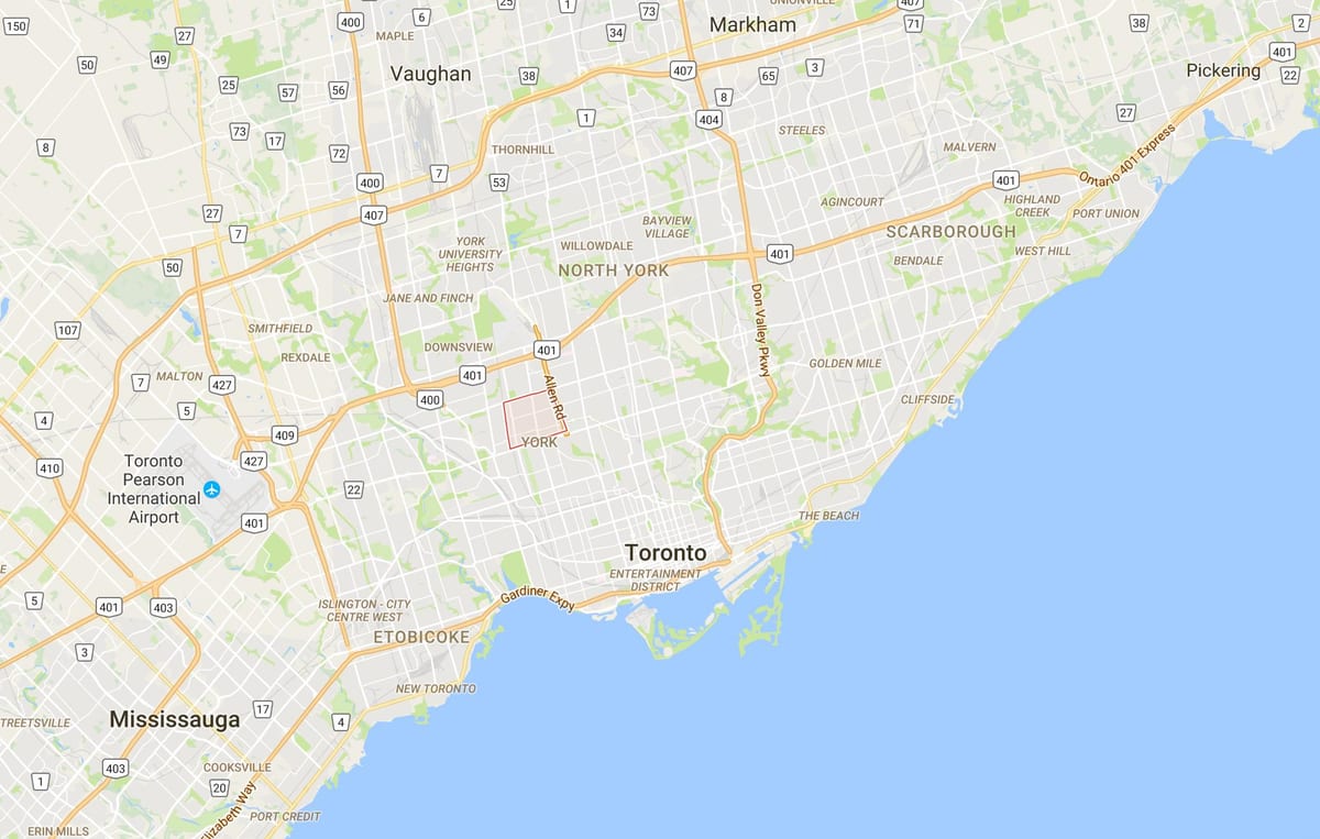 Kartta Briar Hill–Belgravia Toronto district