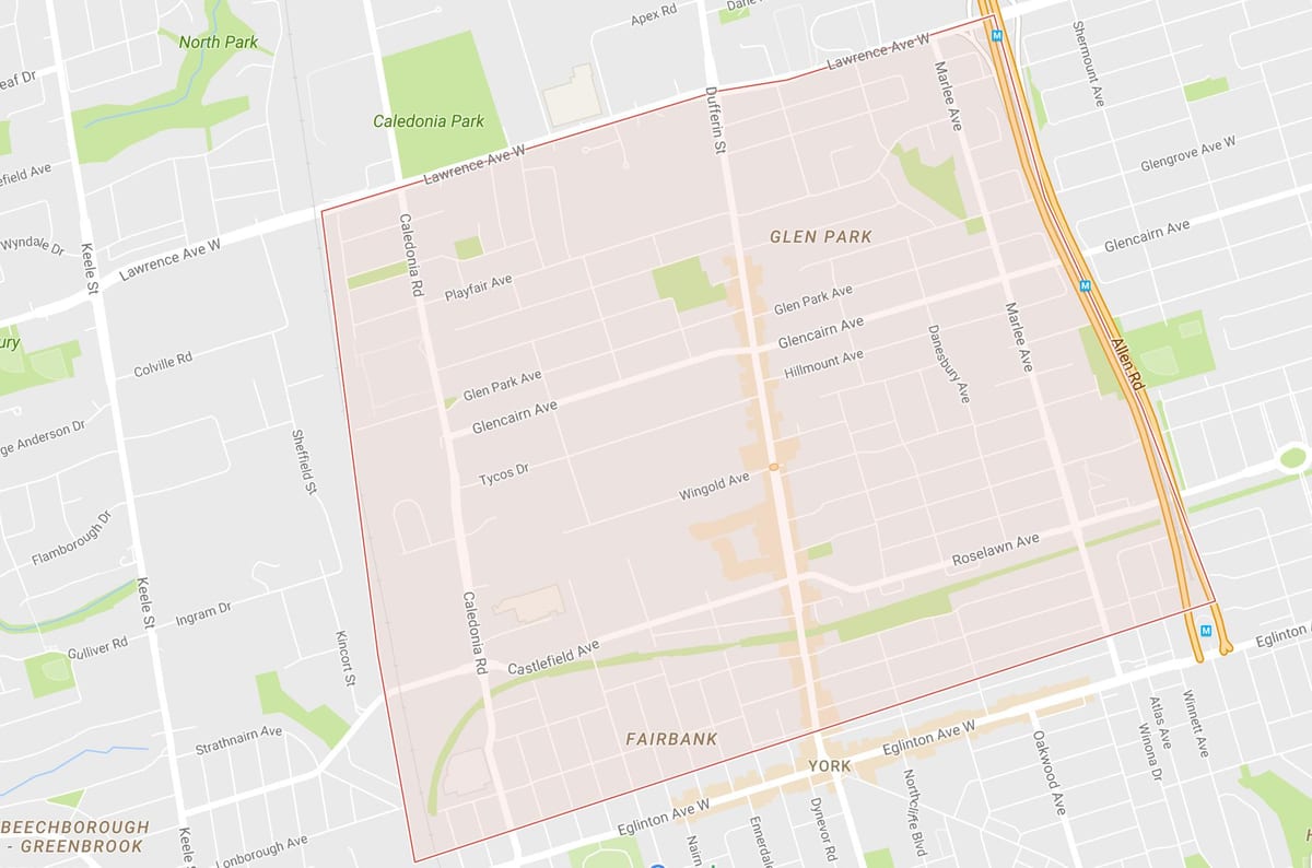 Kartta Briar Hill–Belgravia naapuruus-Toronto