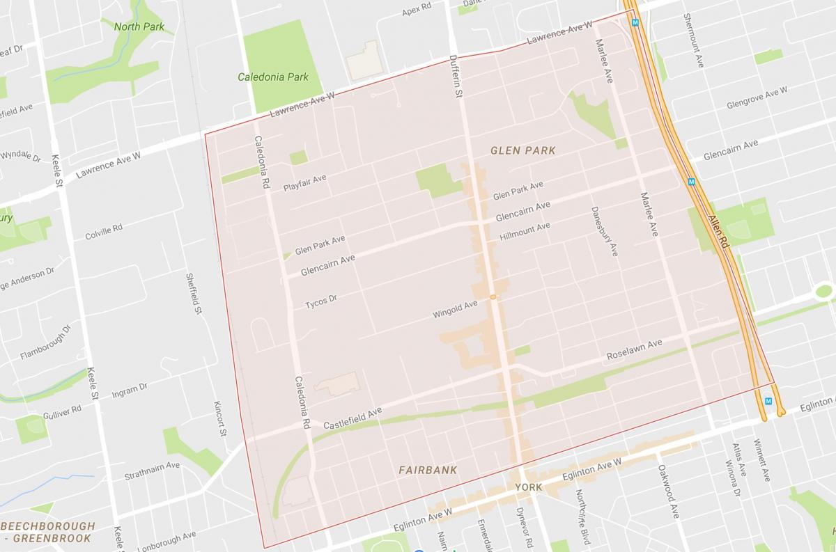 Kartta Briar Hill–Belgravia naapuruus-Toronto