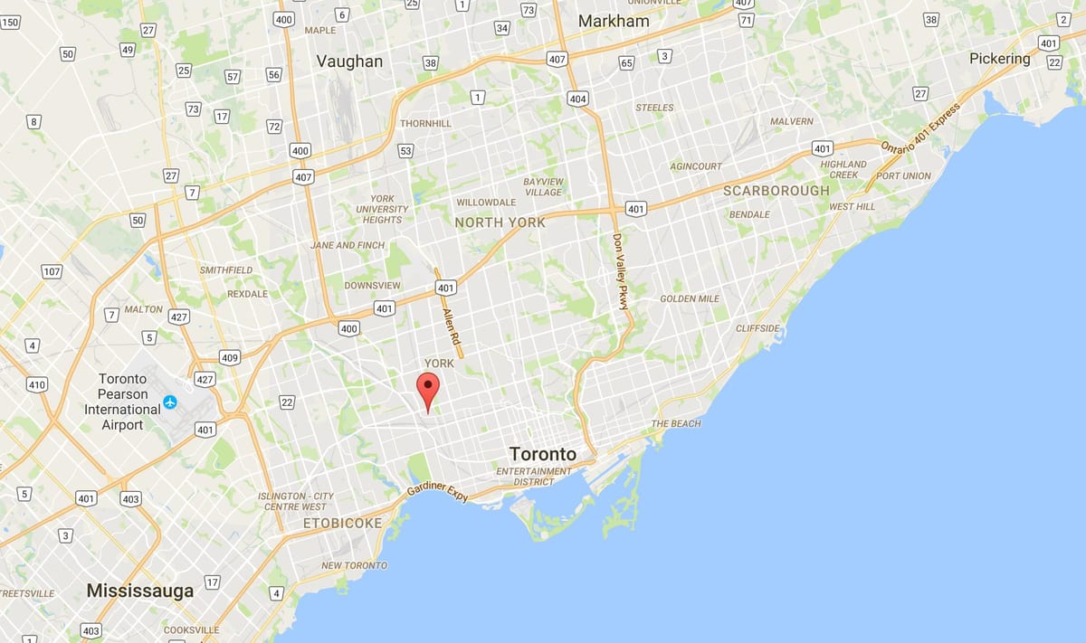Kartta Carleton Kylän alueella Toronto