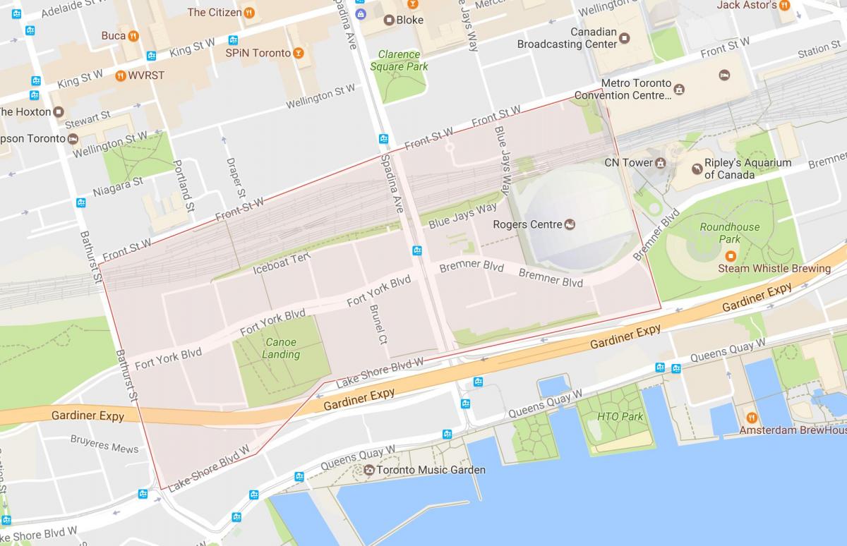 Kartta CityPlace naapuruus-Toronto