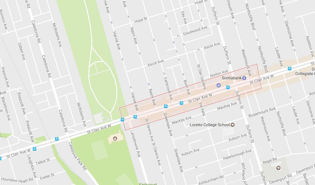 Kartta Corso Italia naapuruus-Toronto