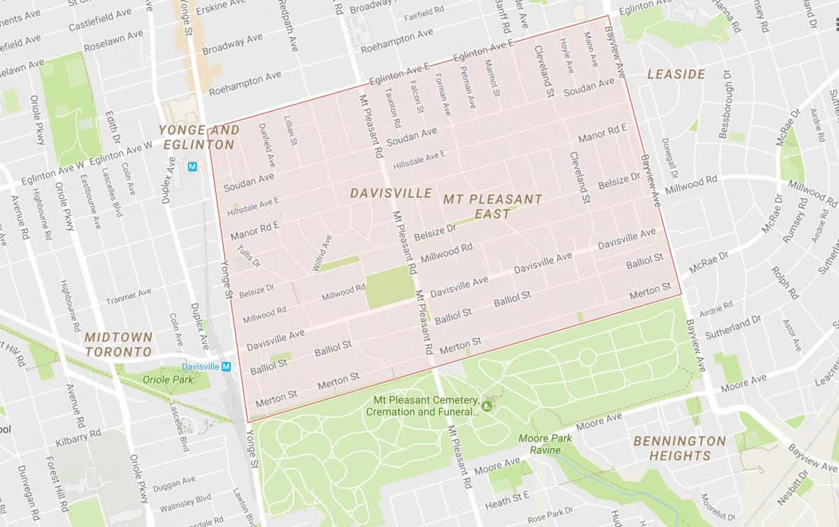 Kartta Davisville Kylä naapurustossa Toronto