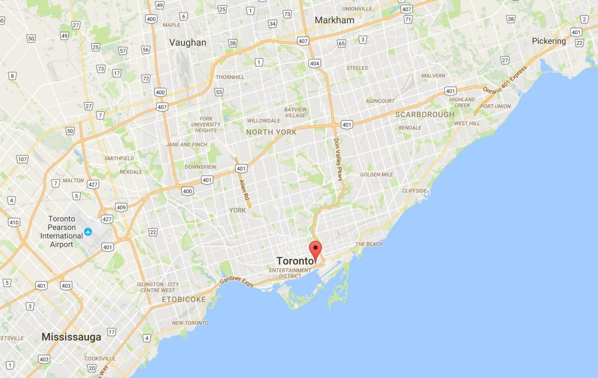 Kartta Distillery District-alueella Toronto