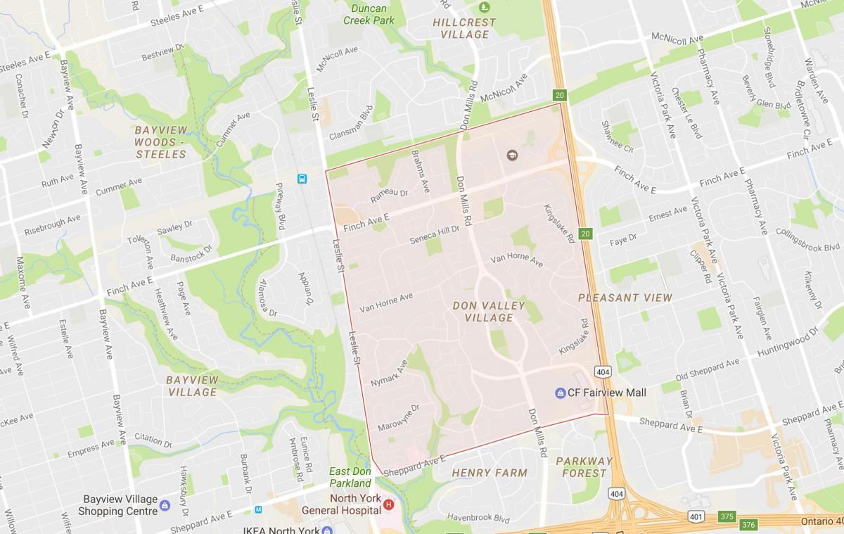 Kartta Don Valley Village naapuruus-Toronto