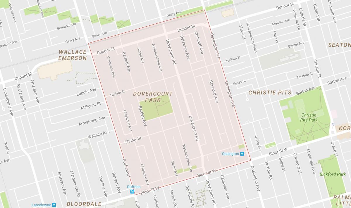 Kartta Dovercourt Park naapurustossa Toronto