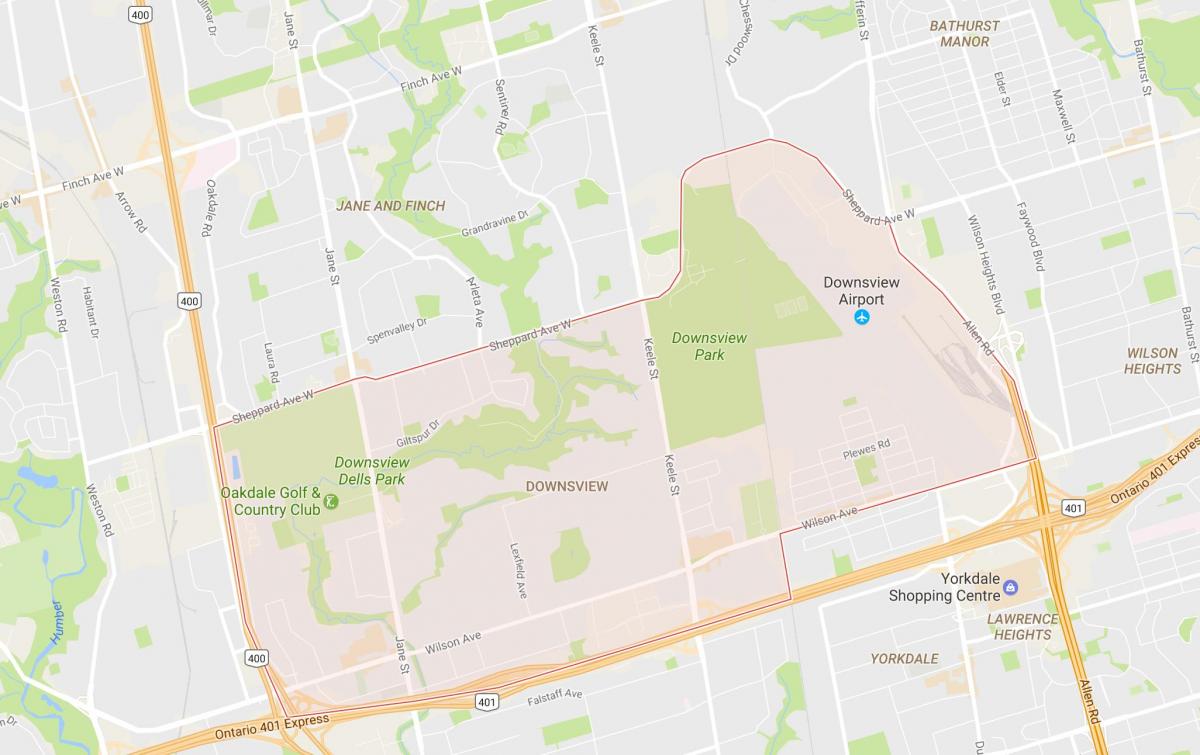 Kartta Downsview naapuruus-Toronto