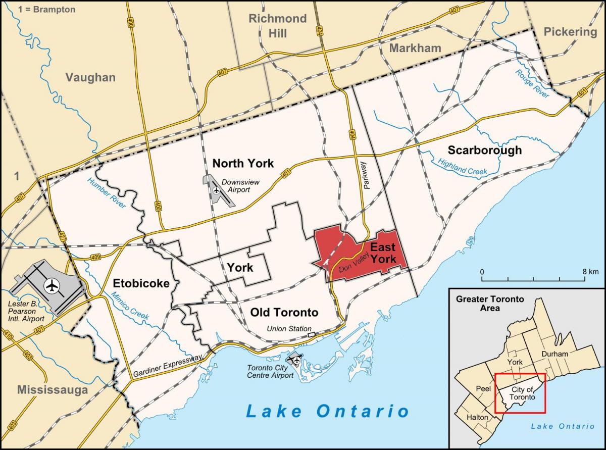 Kartta East York, Toronto