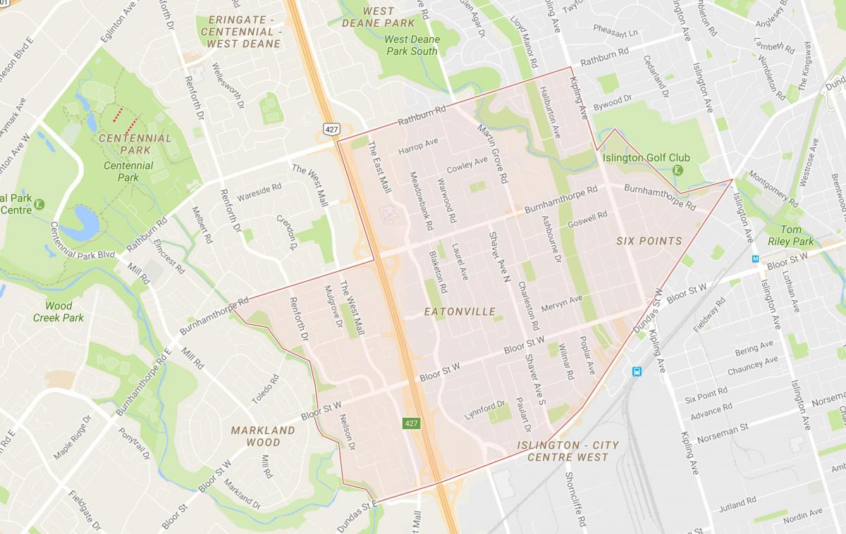 Kartta Eatonville naapuruus-Toronto