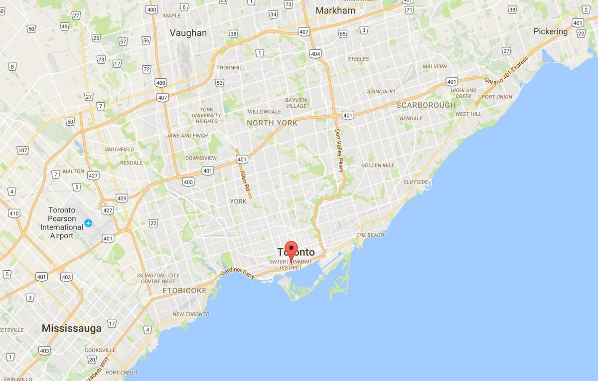 Kartta Entertainment District-alueella Toronto