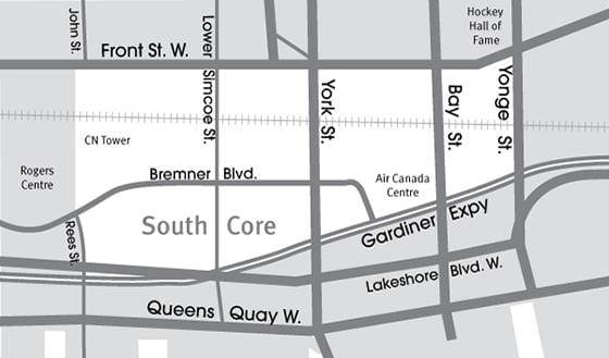 Kartta Etelä-Core-Toronto