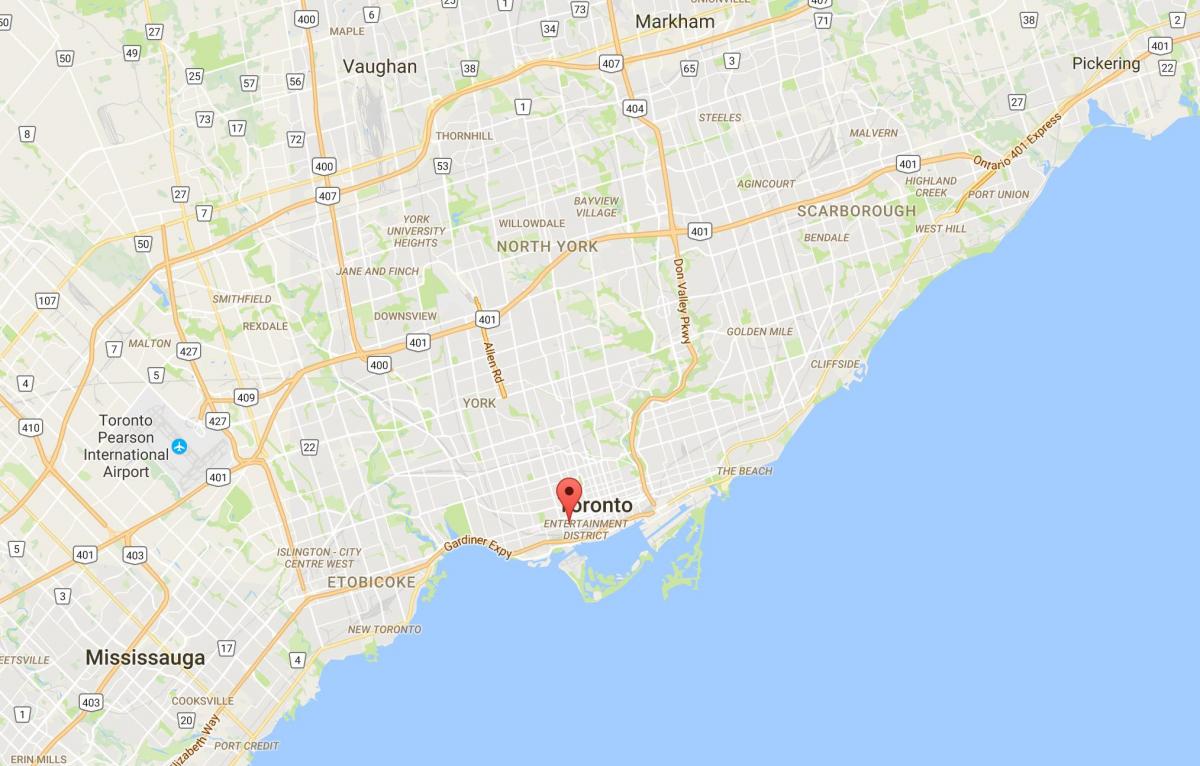Kartta Fashion District-alueella Toronto