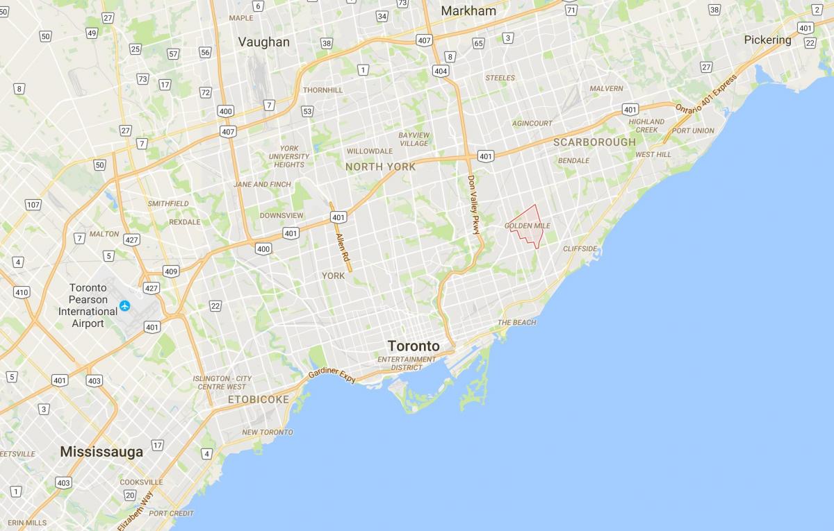 Kartta Golden Mile-alueella Toronto