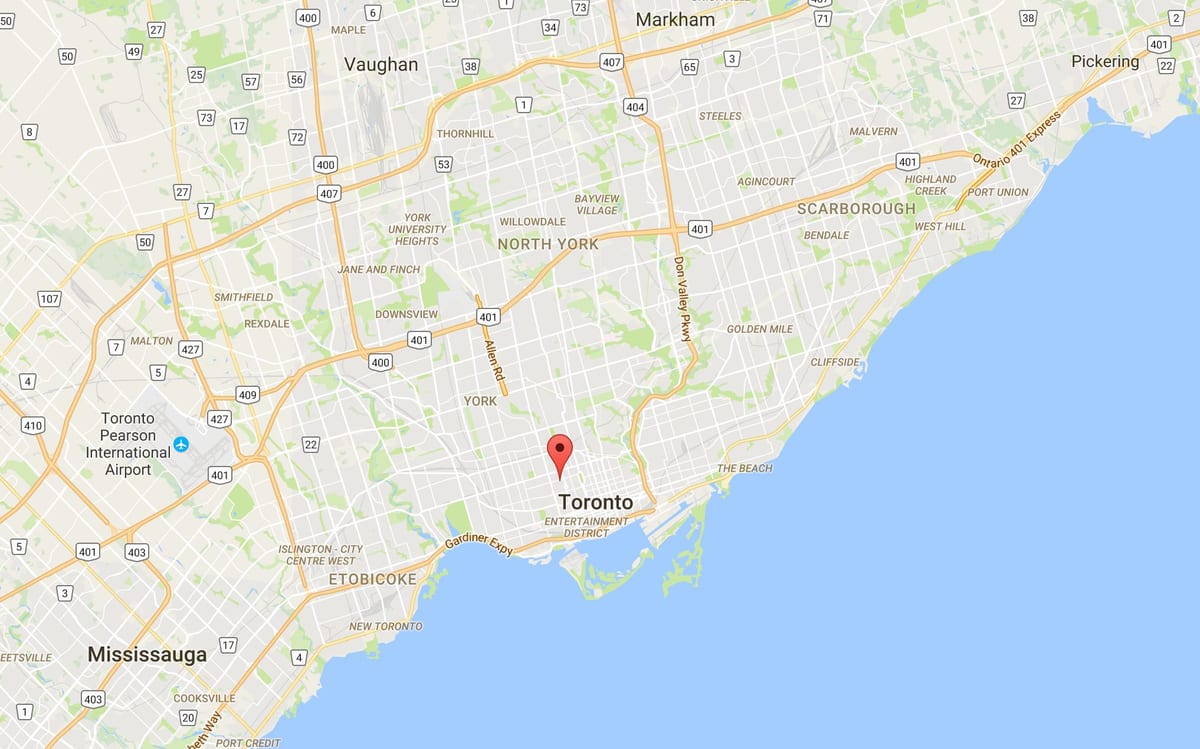 Kartta Harbord Kylän alueella Toronto
