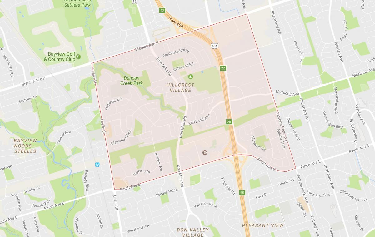 Kartta Hillcrest Village naapuruus-Toronto