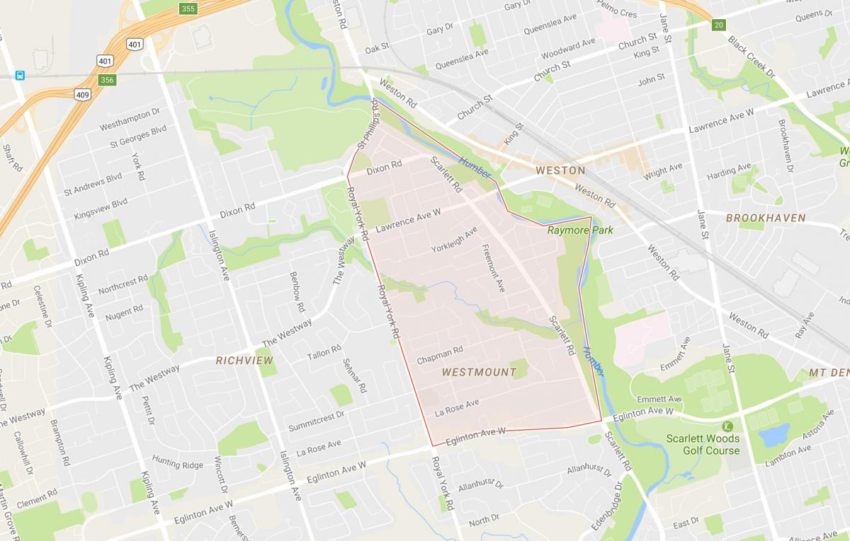 Kartta Humber Heights – Westmount naapuruus-Toronto