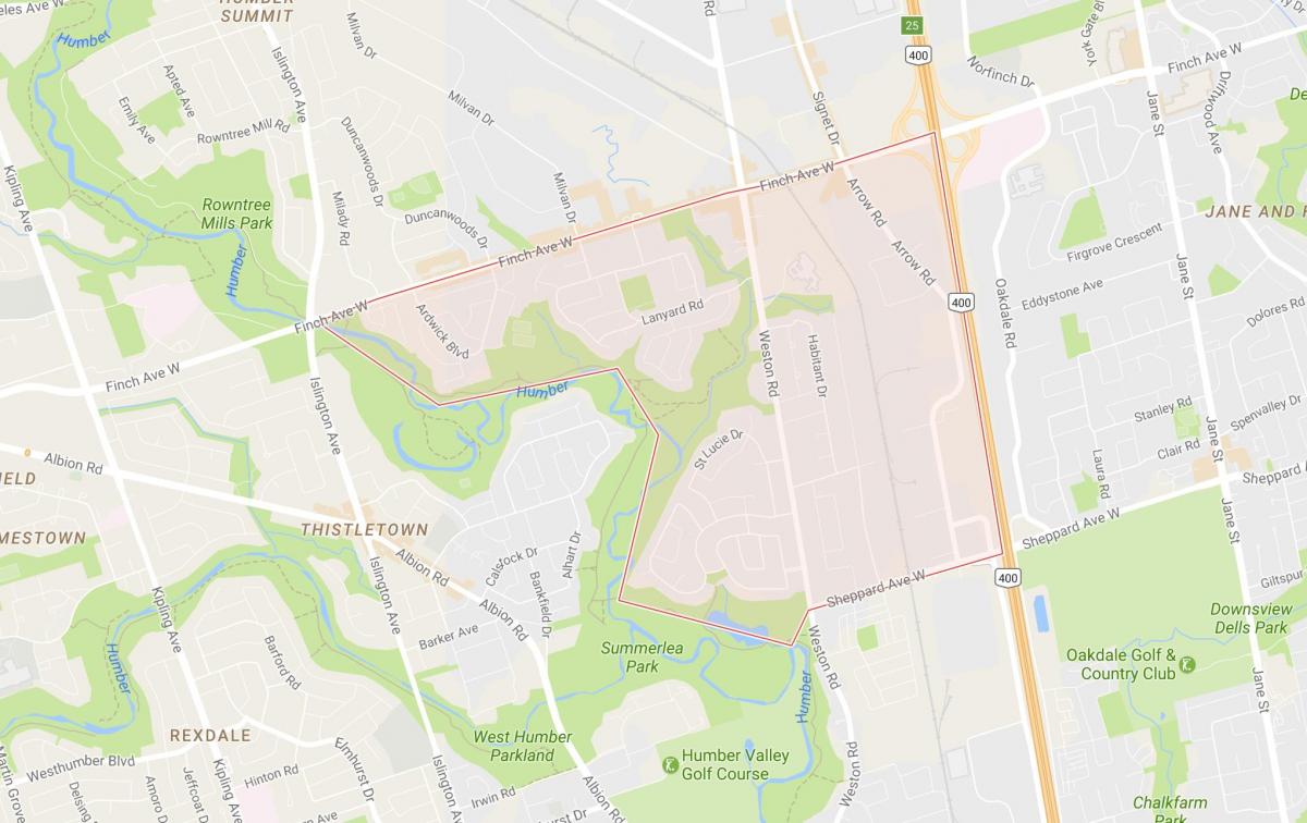 Kartta Humbermede naapuruus-Toronto