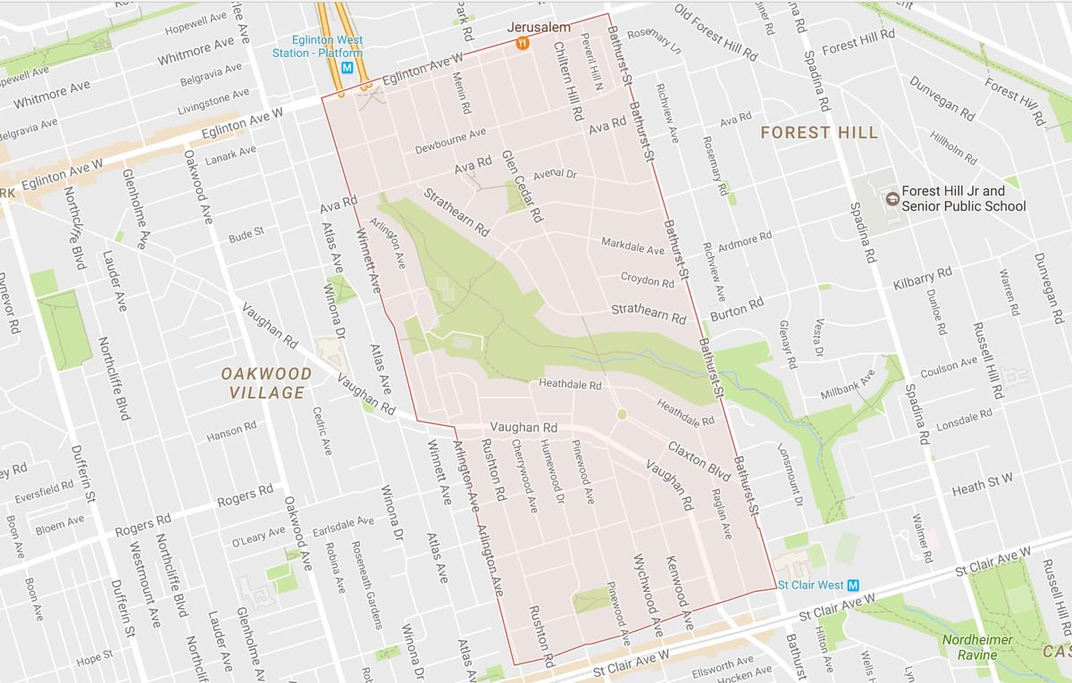 Kartta Humewood–Cedarvale naapuruus-Toronto