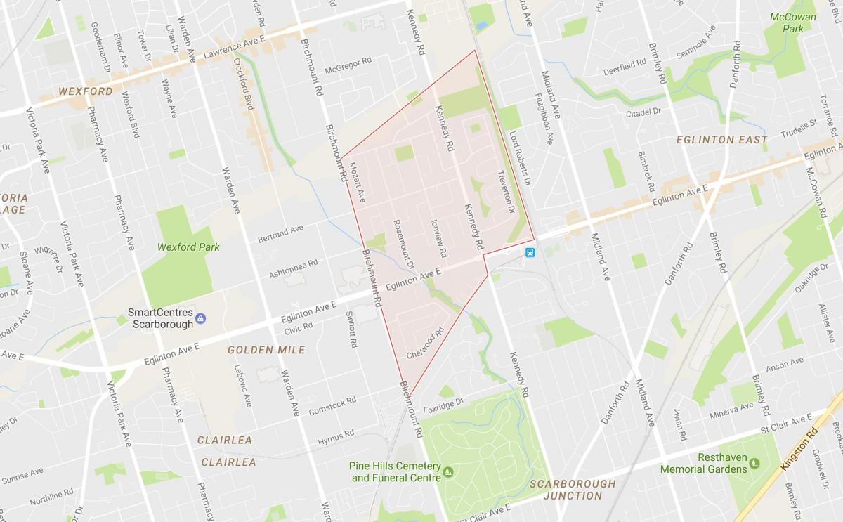 Kartta Ionview naapuruus-Toronto
