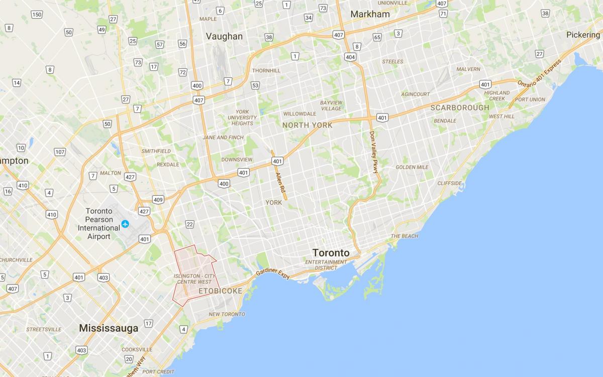 Kartta Islington-City Centre West district Toronto