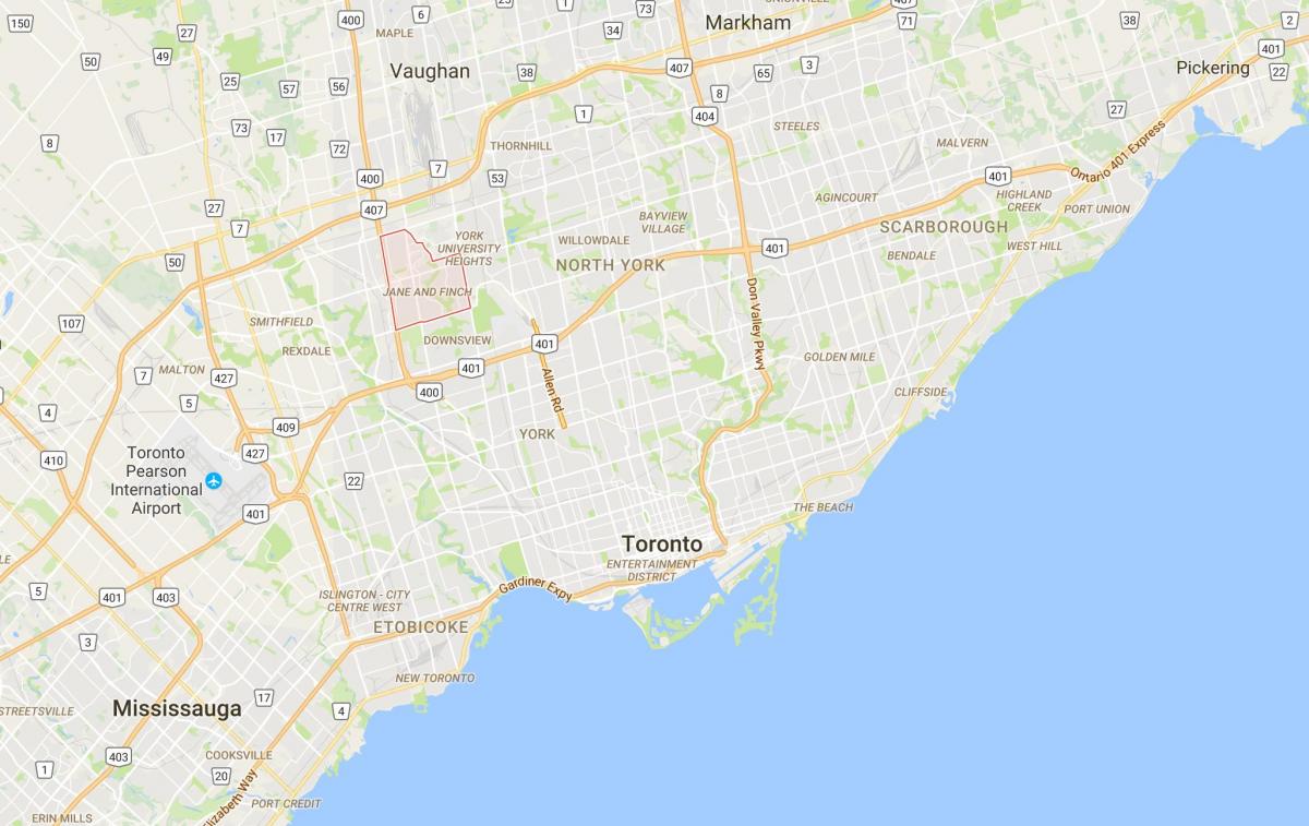 Kartta Jane ja Finch Toronto district