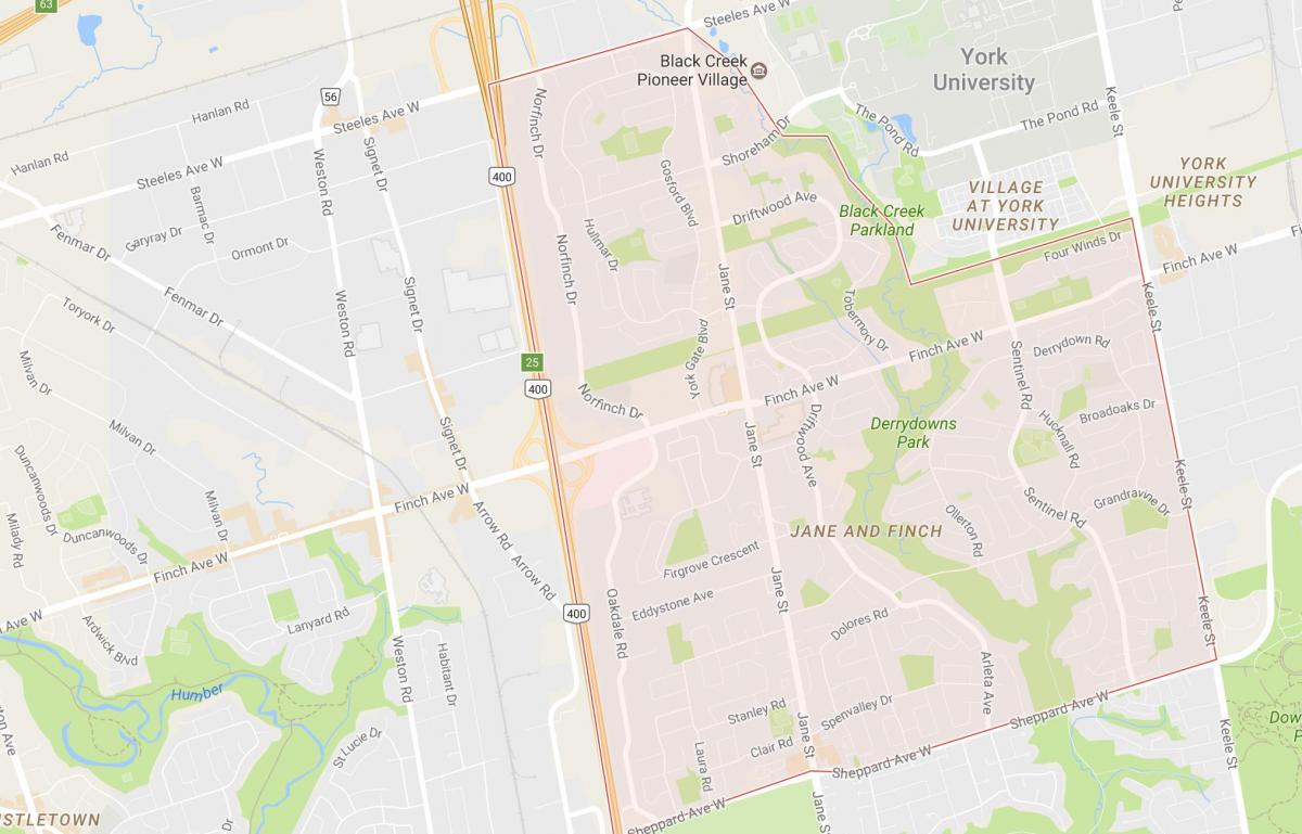 Kartta Jane ja Finch naapuruus-Toronto