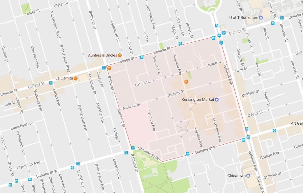 Kartta Kensington Market naapuruus-Toronto