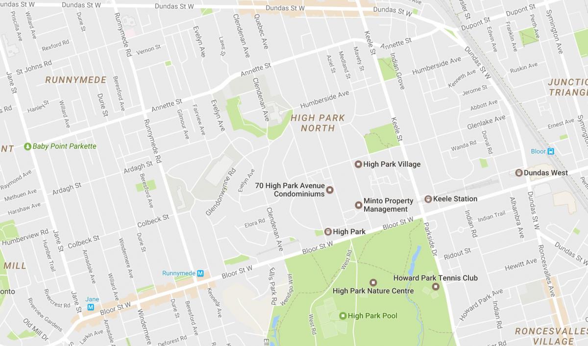 Kartta High Park naapurustossa Toronto