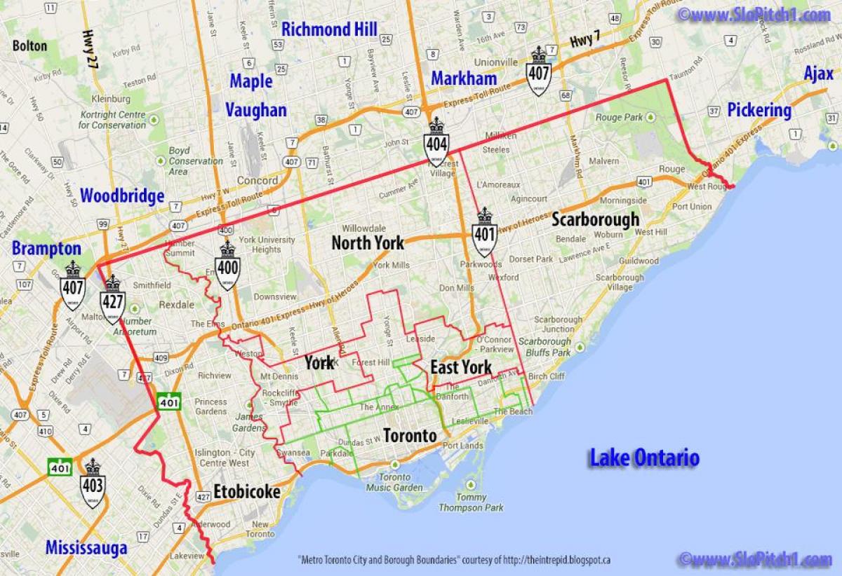 Kartta kuntien Toronto