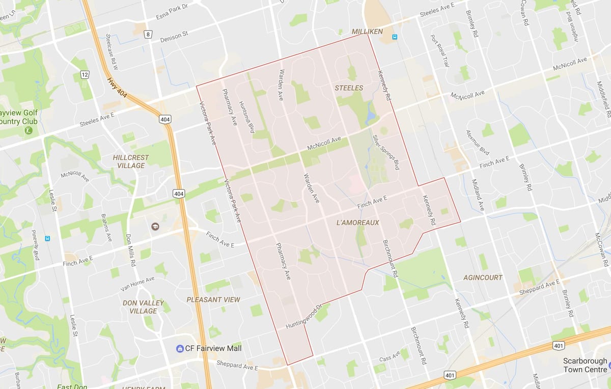 Kartta L'Amoreaux naapuruus-Toronto