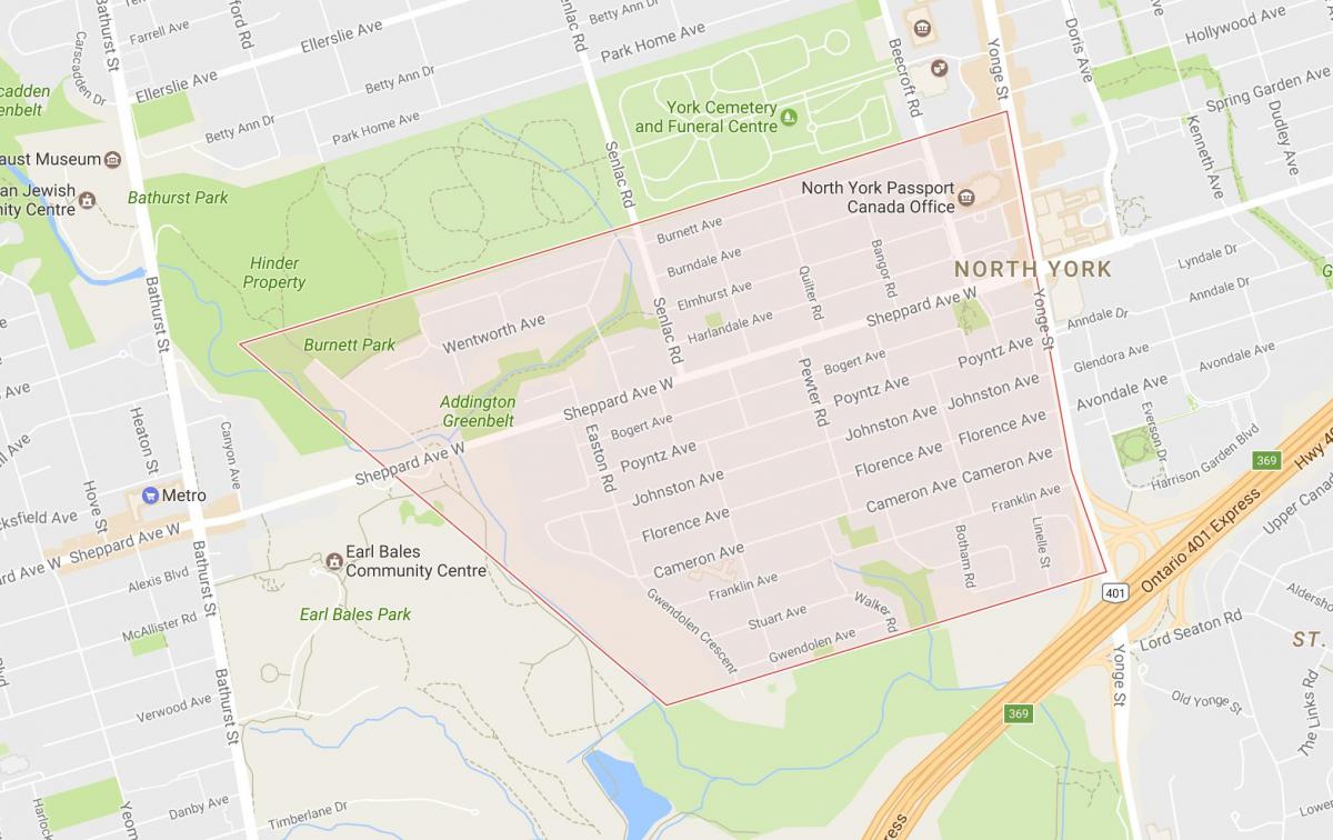 Kartta Lansing naapuruus-Toronto