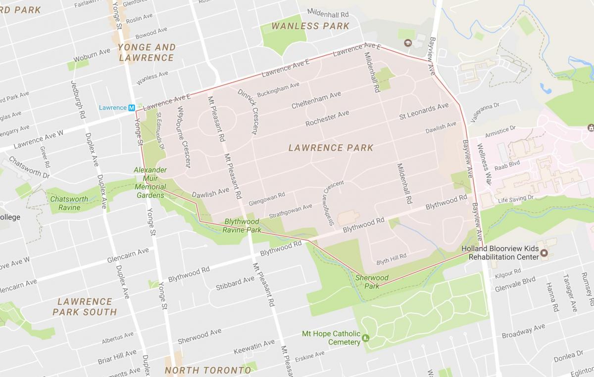 Kartta Lawrence Park naapurustossa Toronto