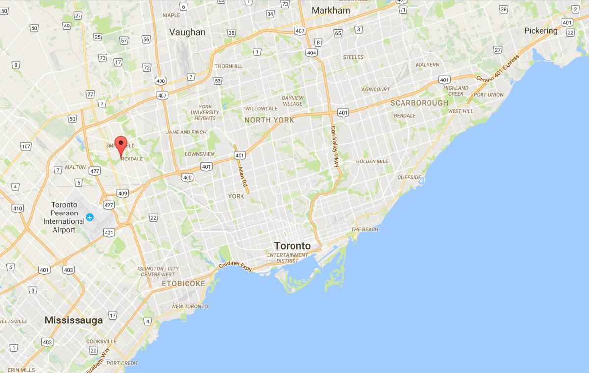 Kartta Länsi-Humber-Clairville Toronto district