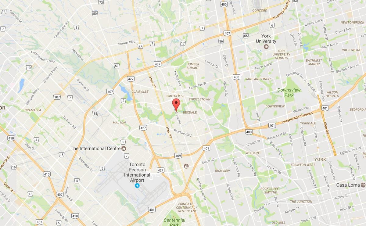 Kartta Länsi-Humber-Clairville naapuruus-Toronto