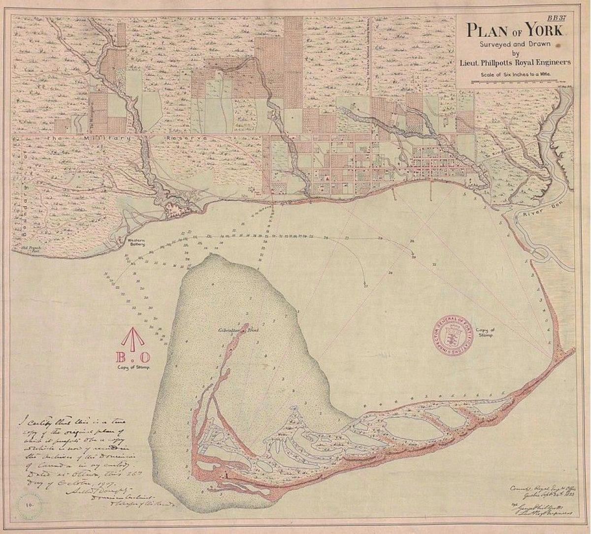 Kartta maa York Toronto 1787-1884
