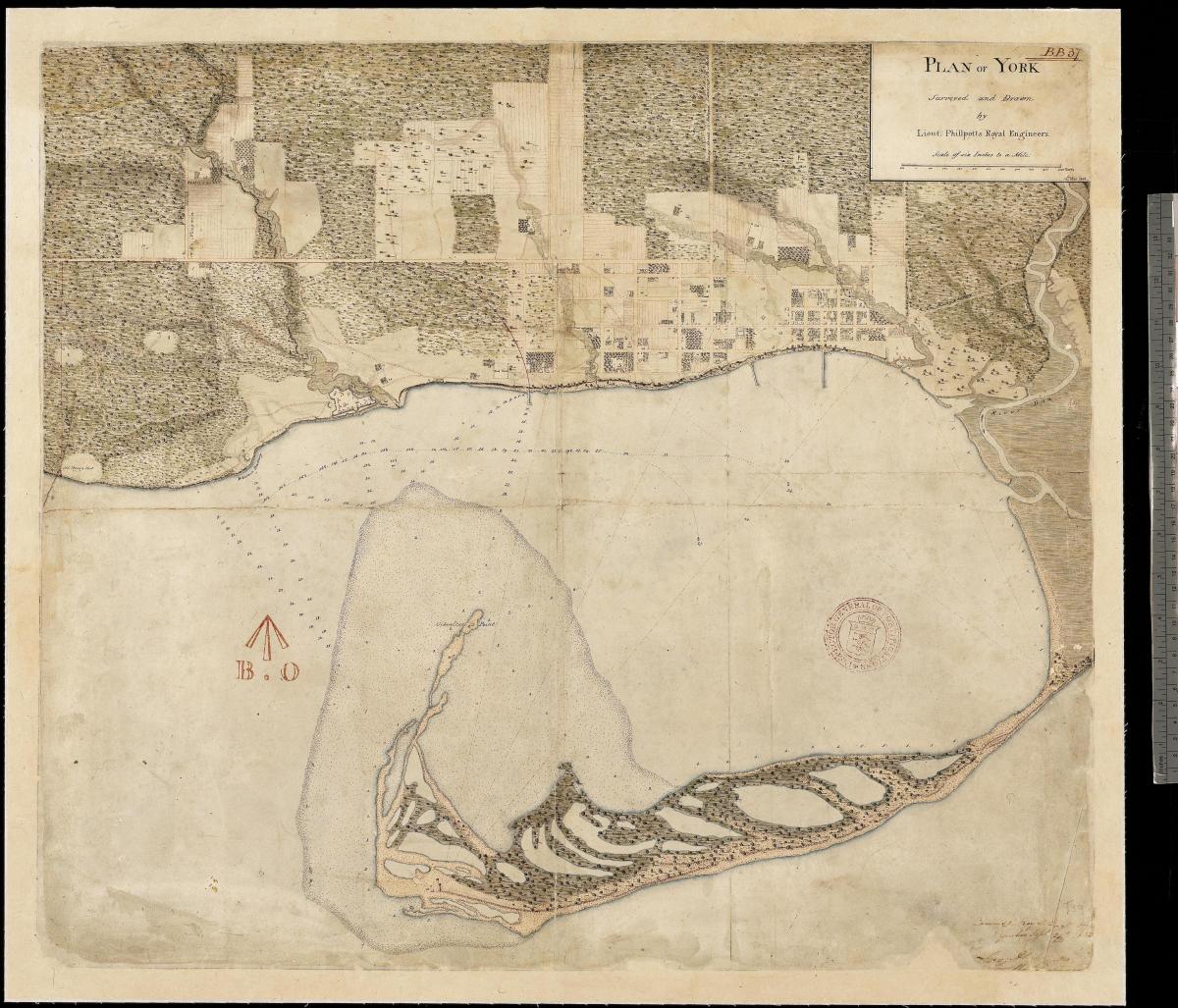 Kartta maa York Toronto on ensimmäinen centure 1787-1884