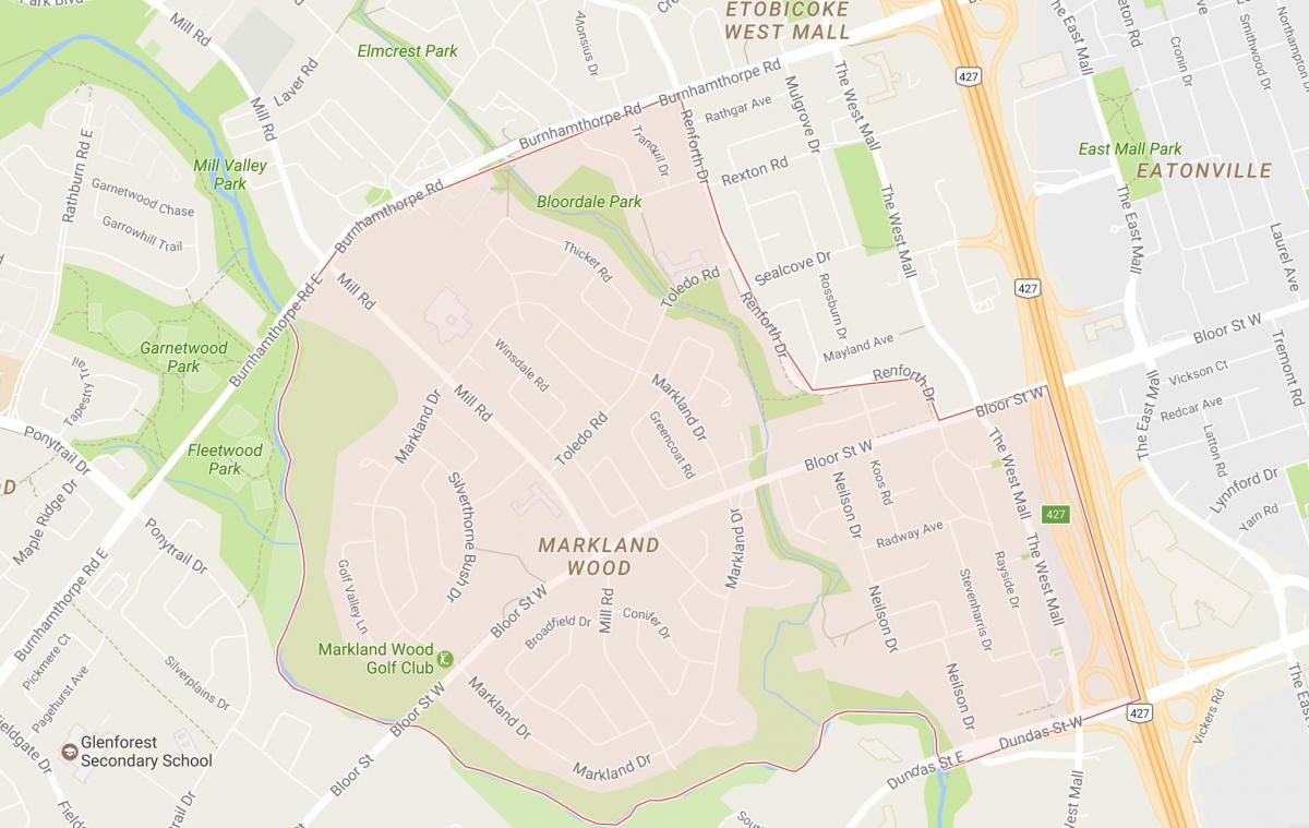 Kartta Markland Puu naapuruus-Toronto