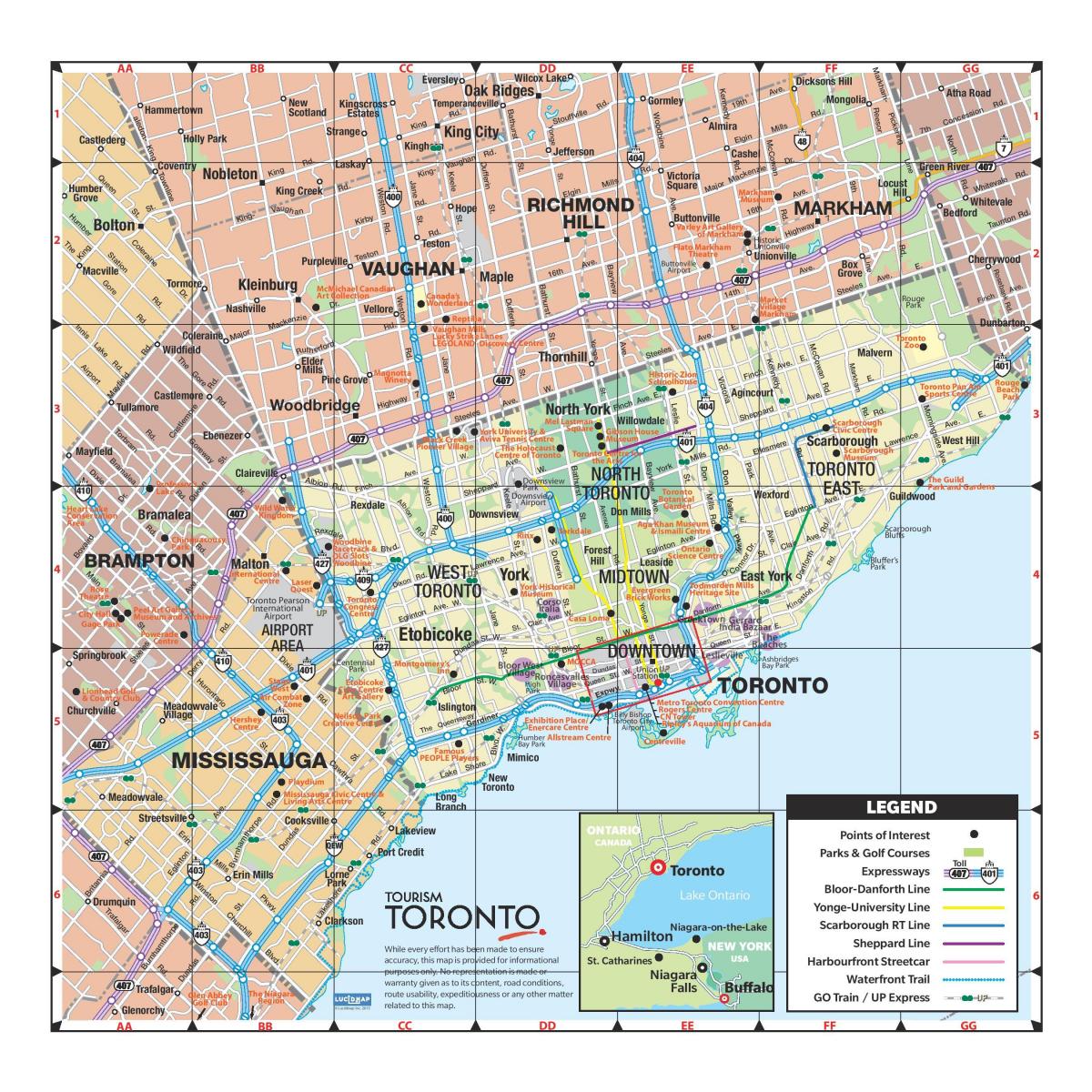 Kartta matkailu Toronto