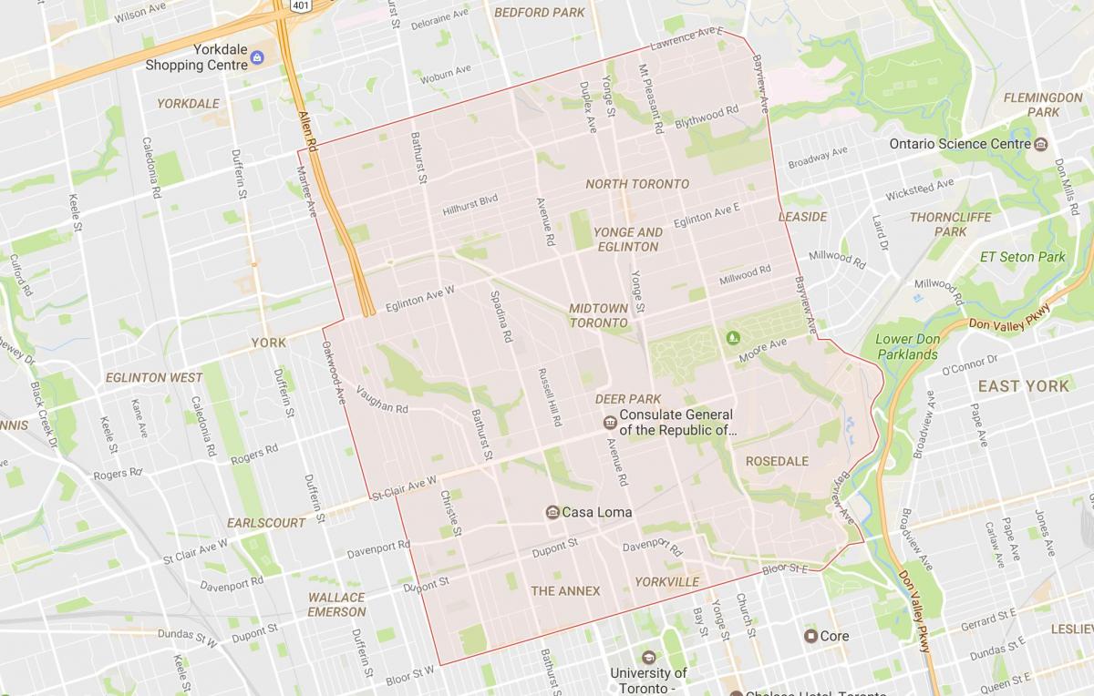 Kartta Midtown naapuruus-Toronto