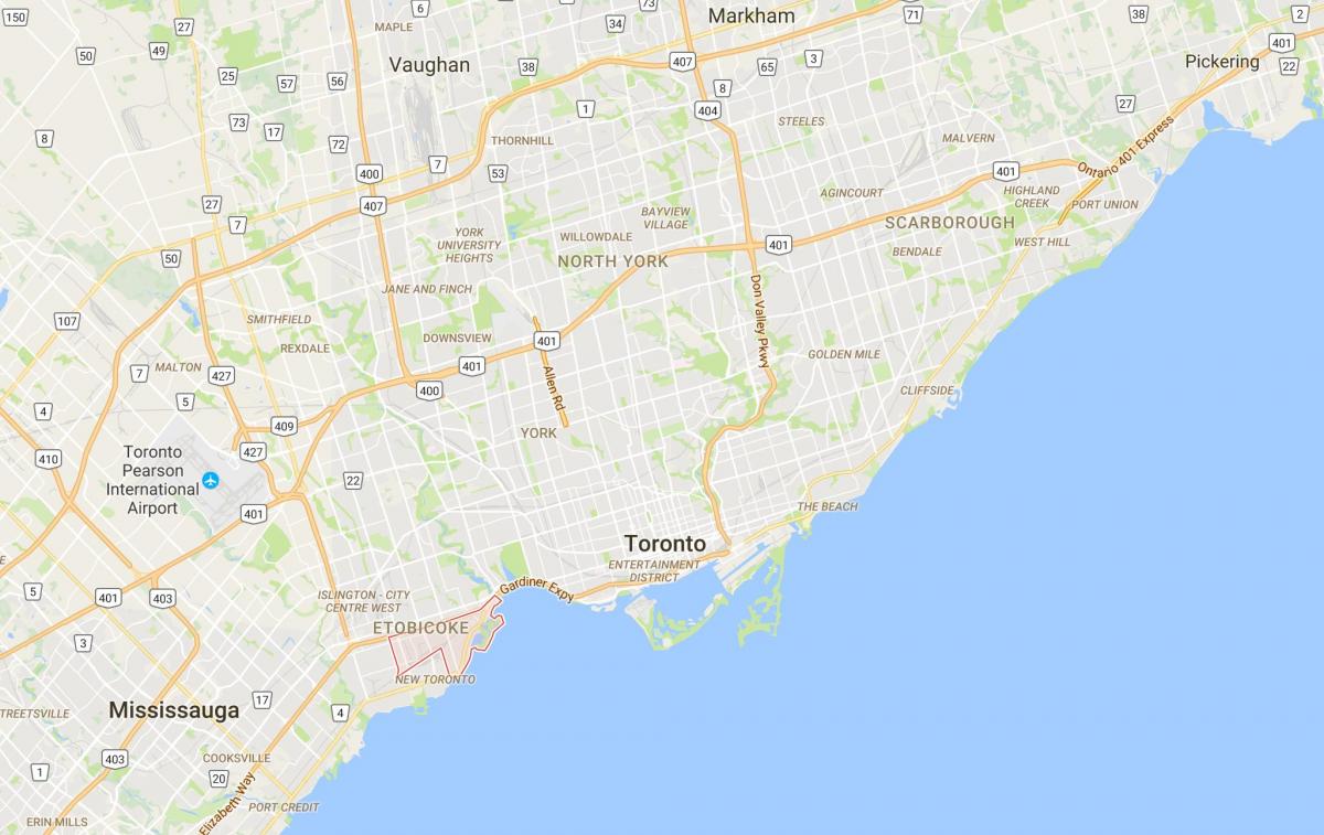 Kartta Mimico Toronto district
