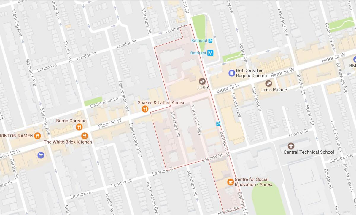 Kartta Mirvish Kylä naapurustossa Toronto