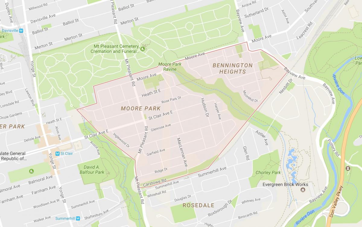 Kartta Moore Park naapurustossa Toronto