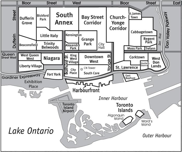 Kartta Naapuruston Etelä-Core-Toronto