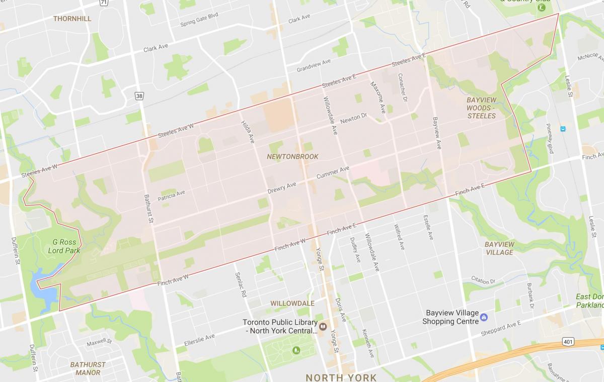 Kartta Newtonbrook naapuruus-Toronto